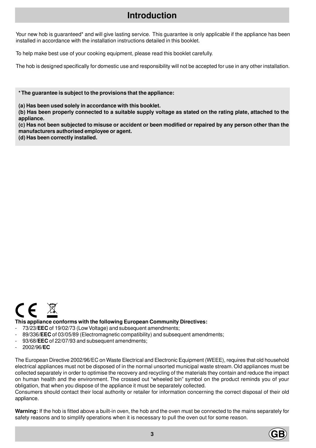 Hotpoint G740 manual Introduction 