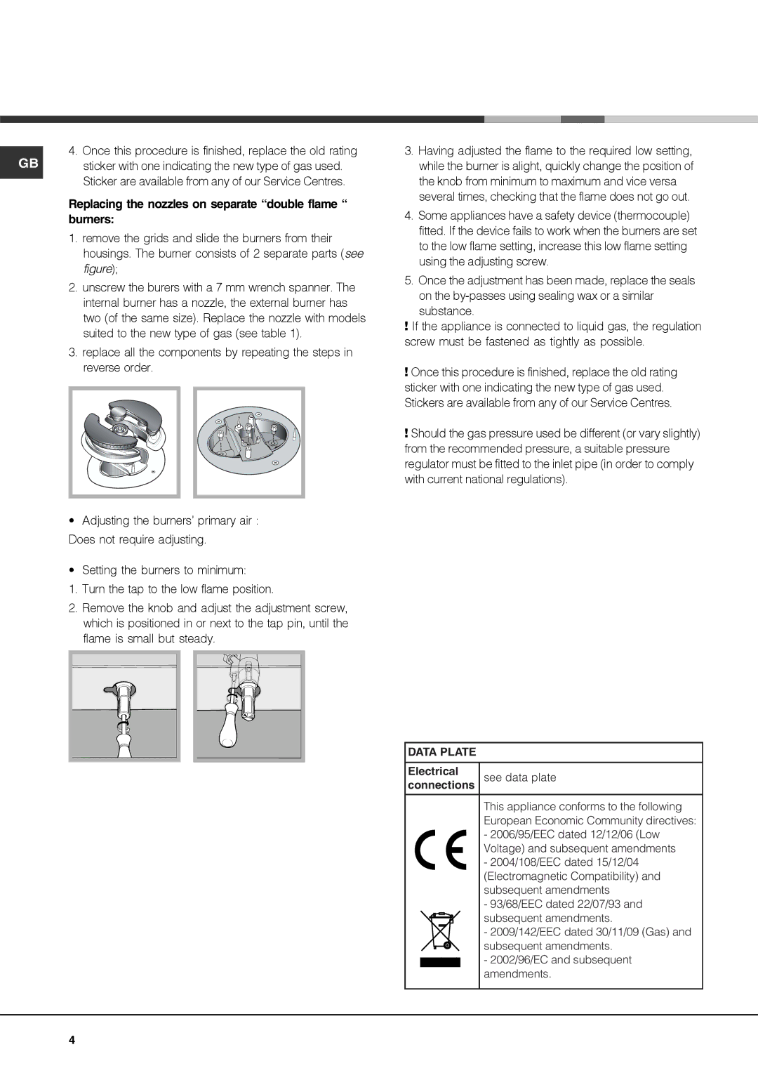 Hotpoint G750, G760 operating instructions Once this procedure is finished, replace the old rating 