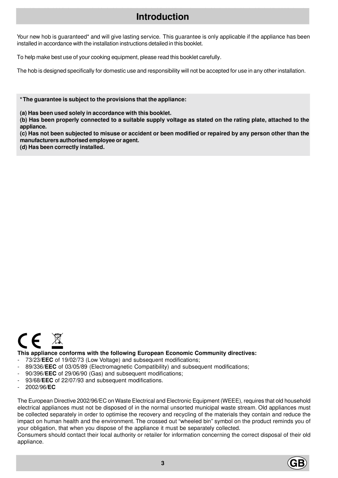 Hotpoint GC640 manual Introduction 