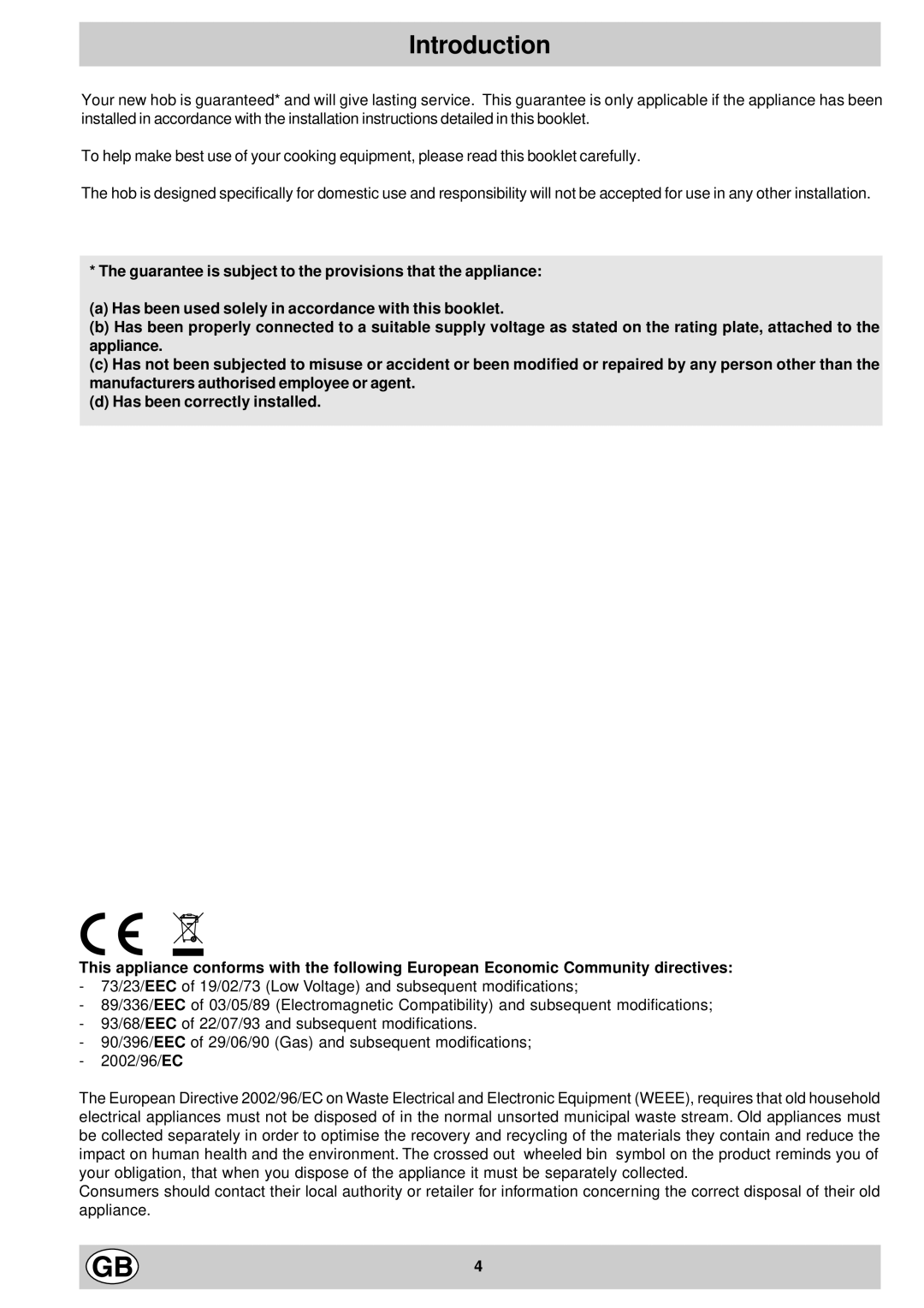 Hotpoint GF941, GF960 manual Introduction 