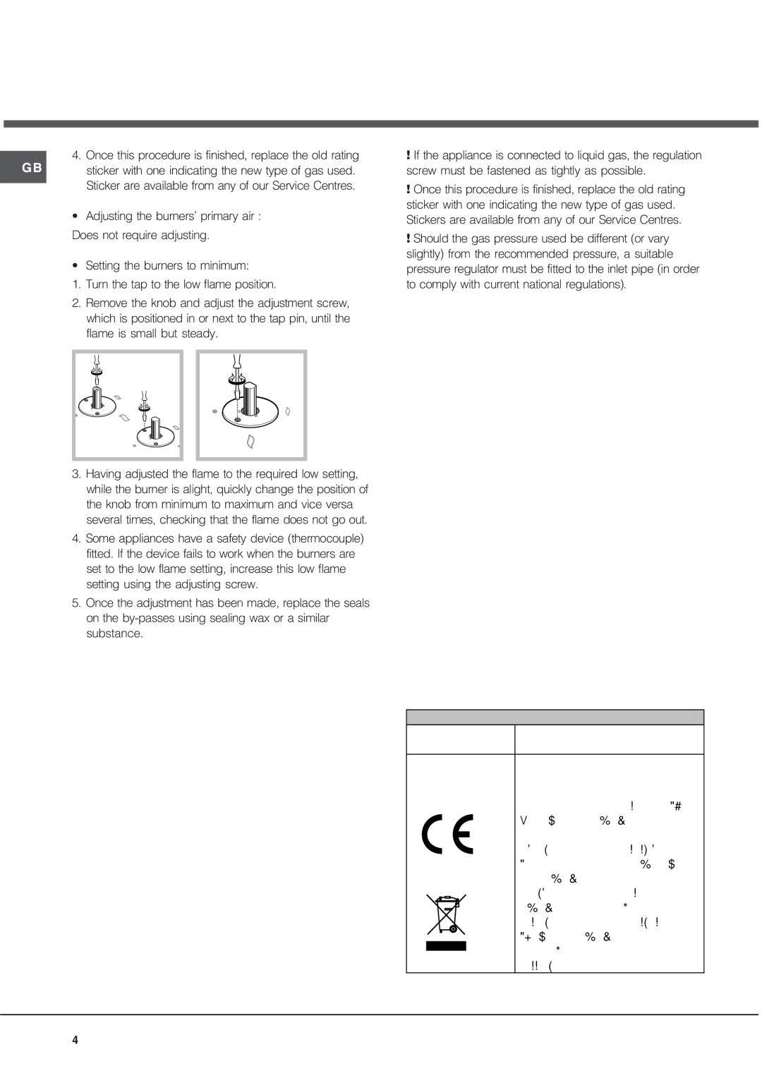 Hotpoint GE75DX, GQ751TSI, GQ641TSI specifications Once this procedure is finished, replace the old rating 