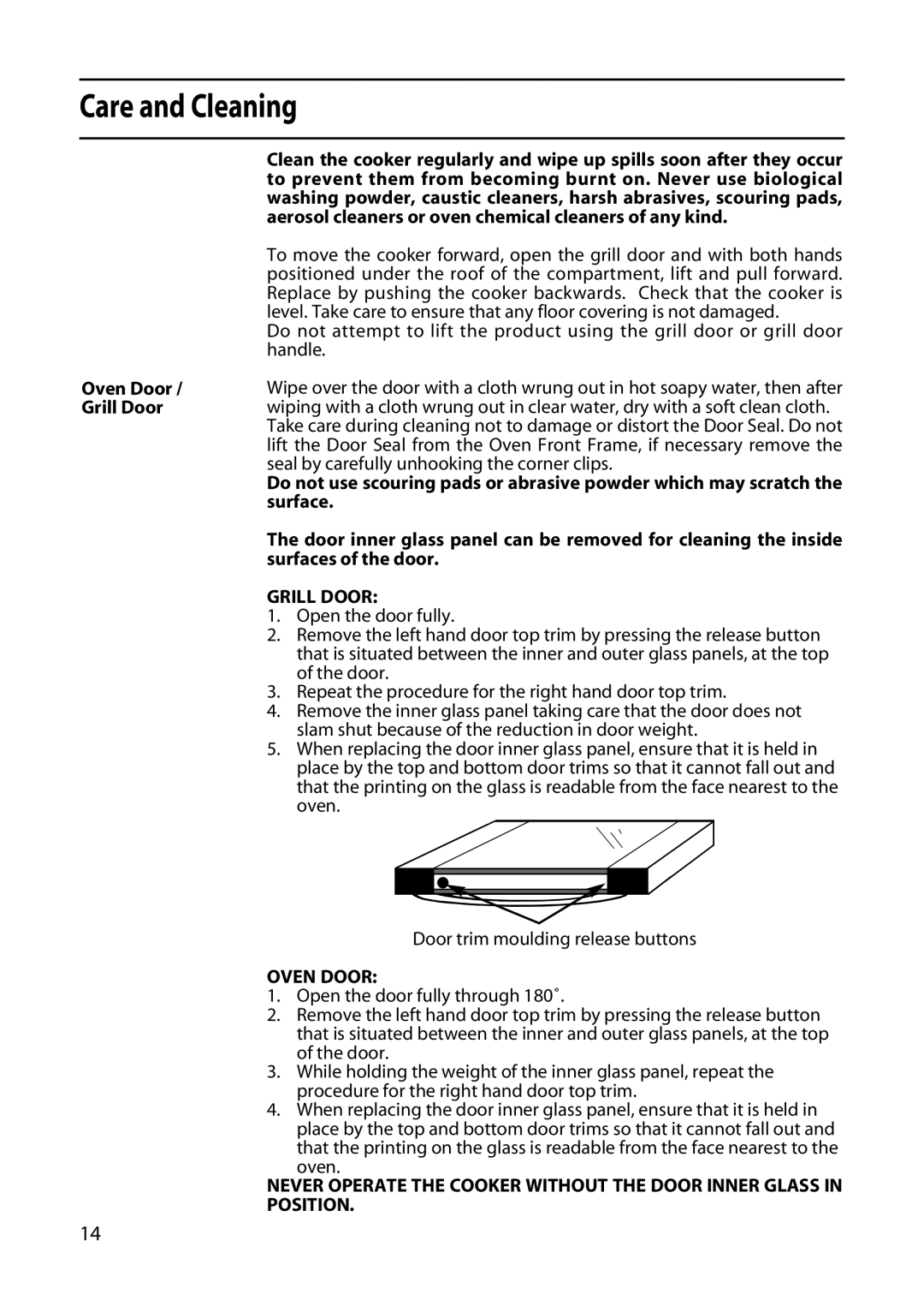 Hotpoint GW32, GWL32 manual Care and Cleaning 