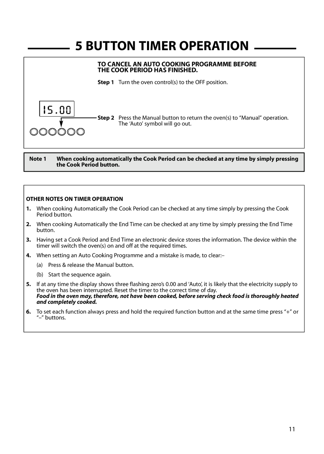 Hotpoint 6 DOG, GW66, GW54, GW62 manual Other Notes on Timer Operation 