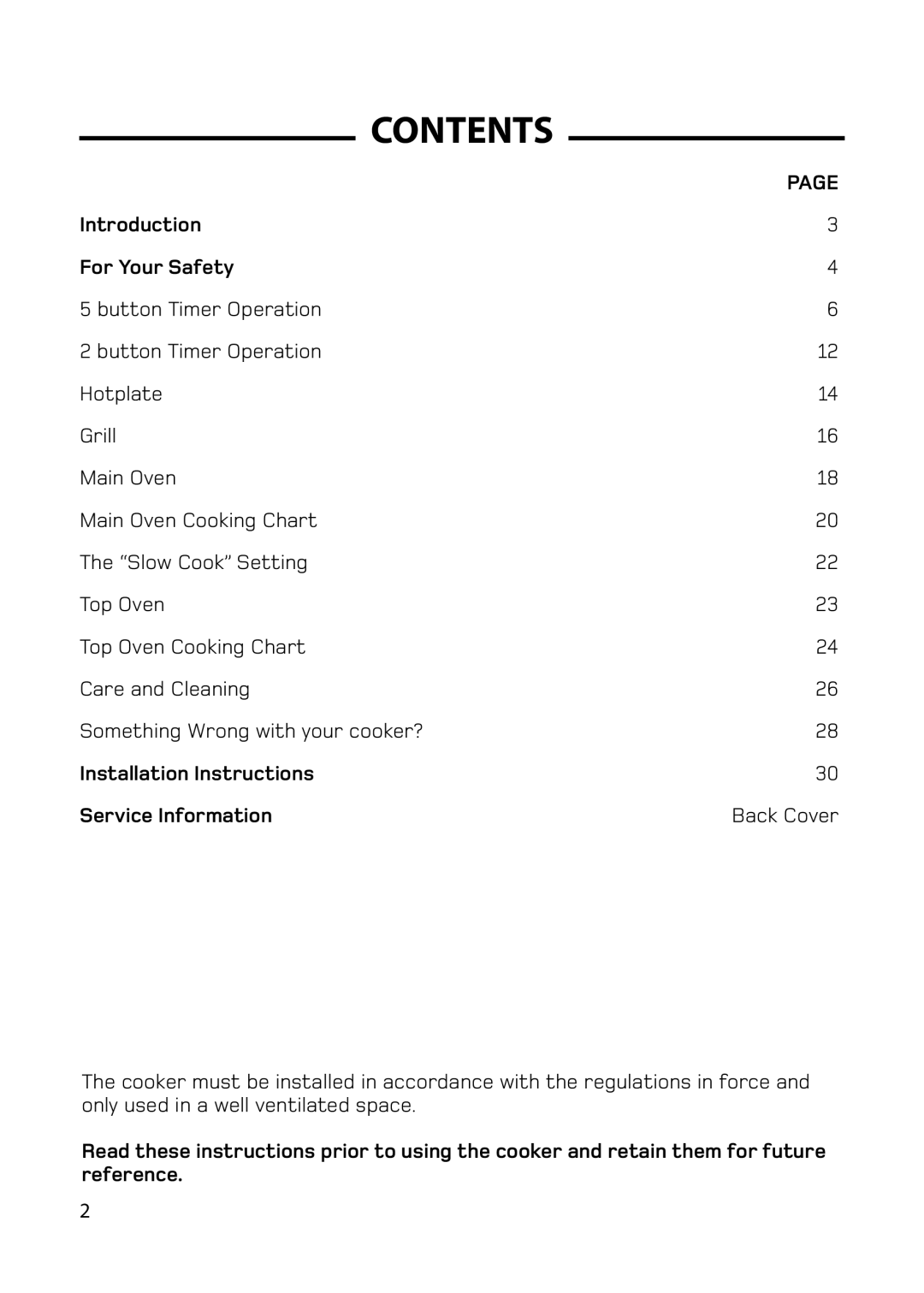 Hotpoint GW62, GW66, GW54, 6 DOG manual Contents 