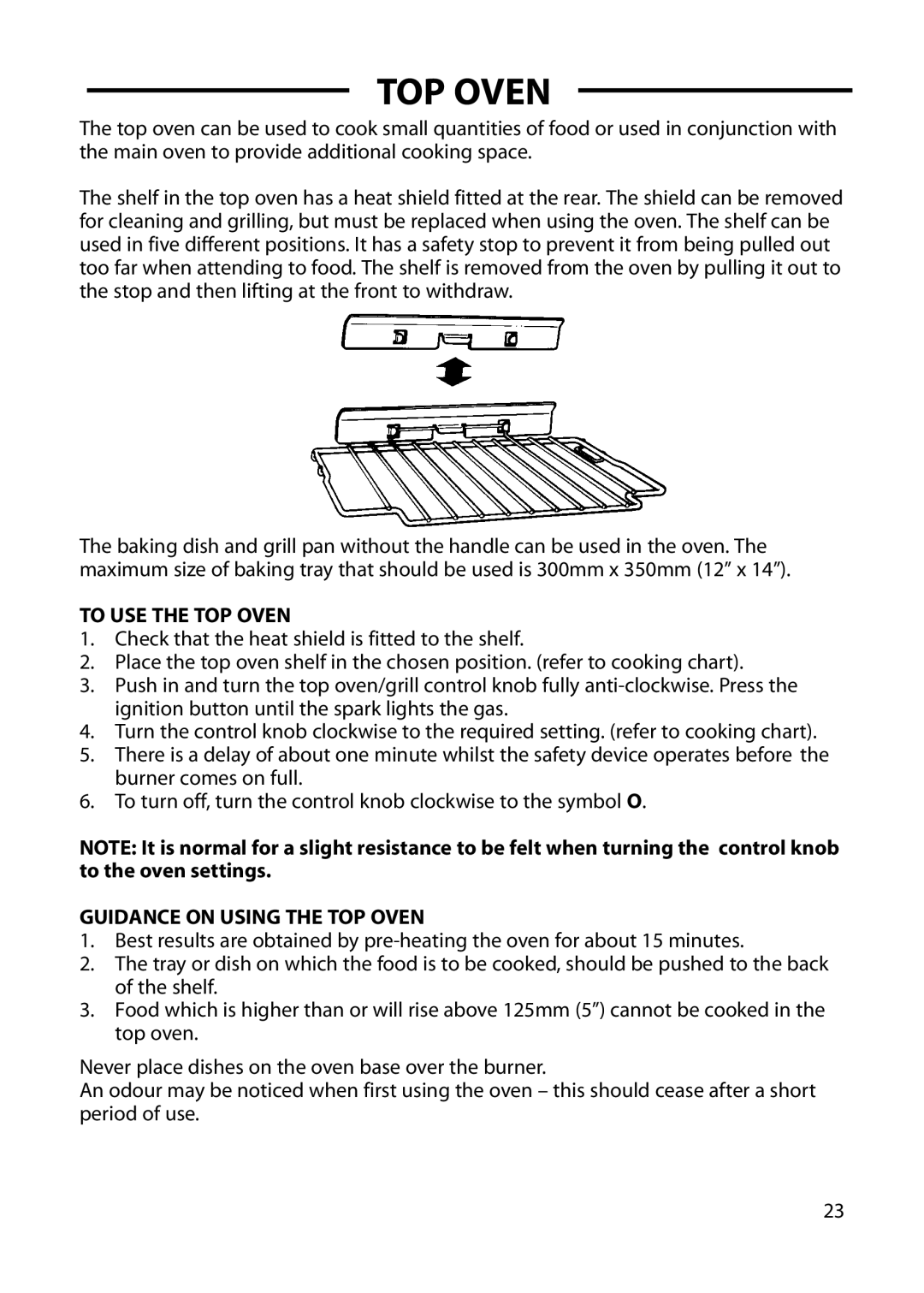 Hotpoint 6 DOG, GW66, GW54, GW62 manual To USE the TOP Oven, Guidance on Using the TOP Oven 