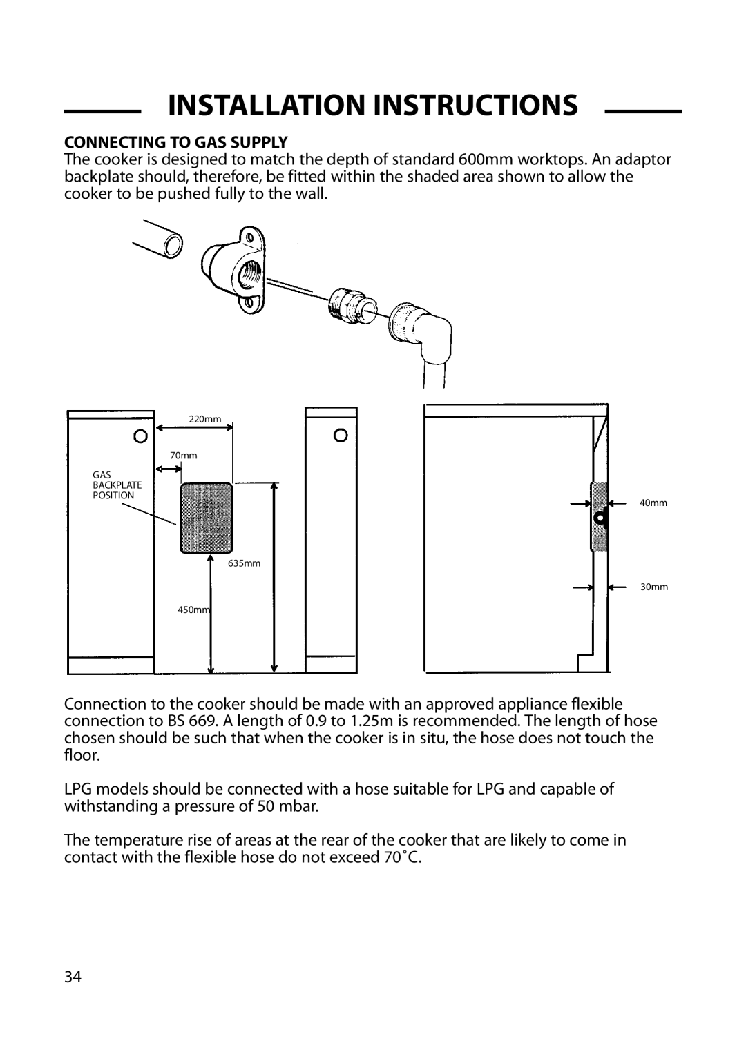 Hotpoint GW62, GW66, GW54, 6 DOG manual Connecting to GAS Supply 