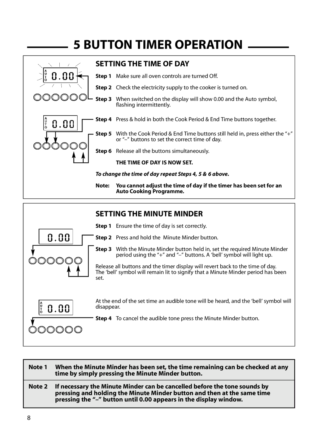 Hotpoint GW66, GW54, GW62, 6 DOG manual Setting the Time of DAY 