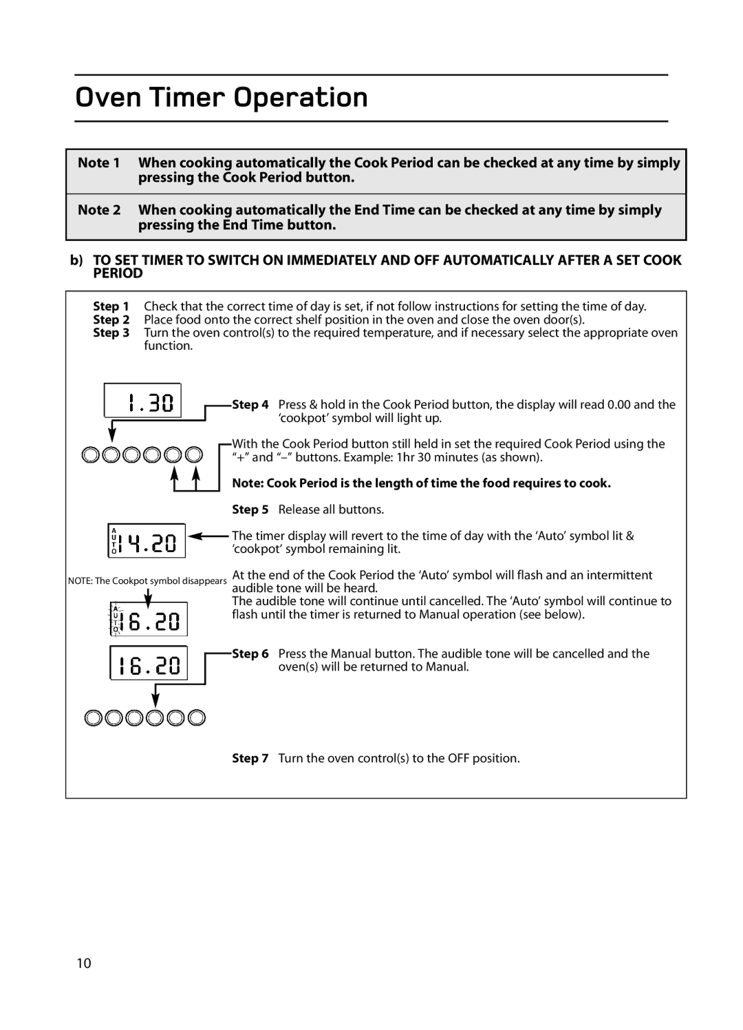 Hotpoint GW74 manual Oven Timer Operation 