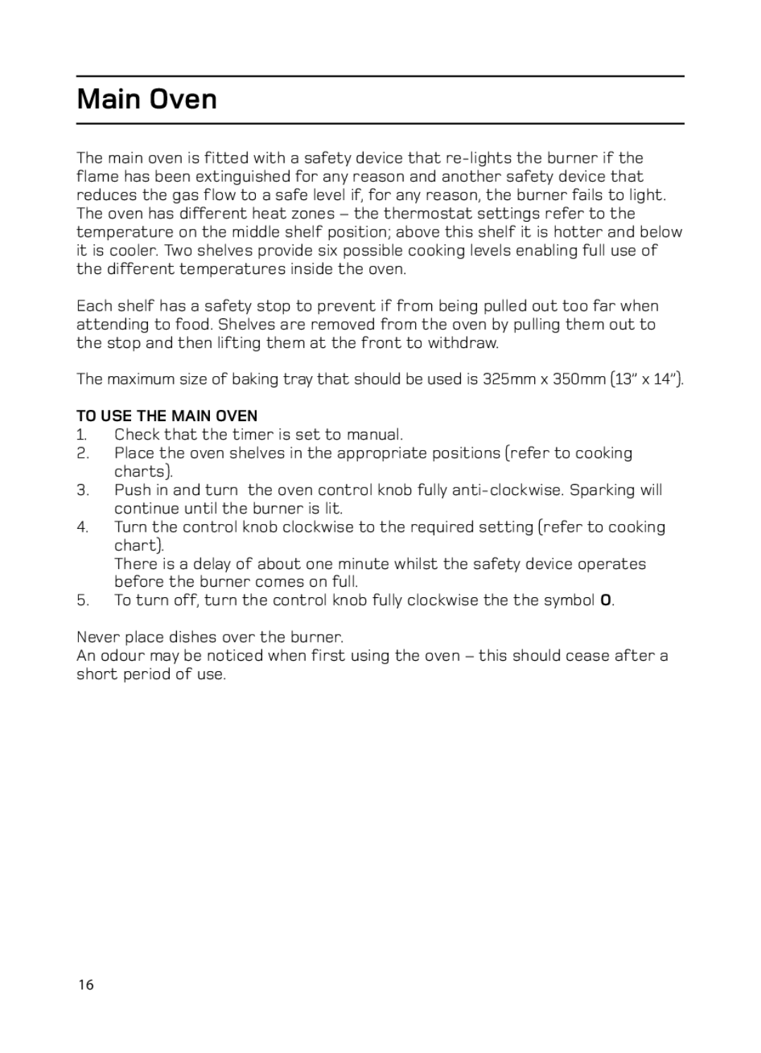 Hotpoint GW74 manual To USE the Main Oven 