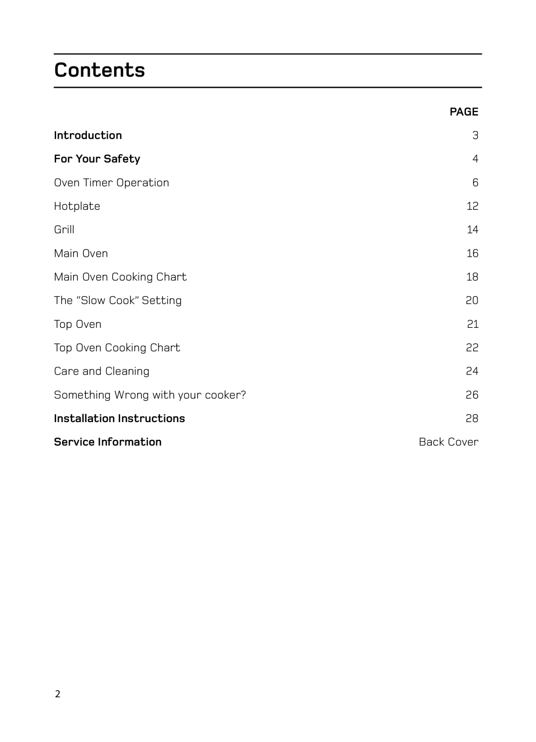 Hotpoint GW74 manual Contents 