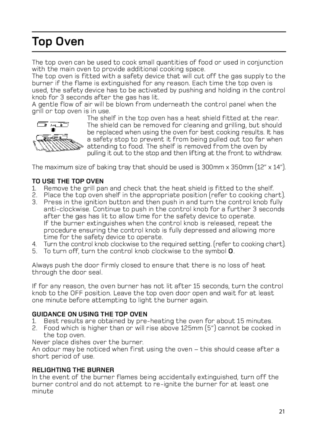 Hotpoint GW74 manual Top Oven, To USE the TOP Oven, Guidance on Using the TOP Oven 