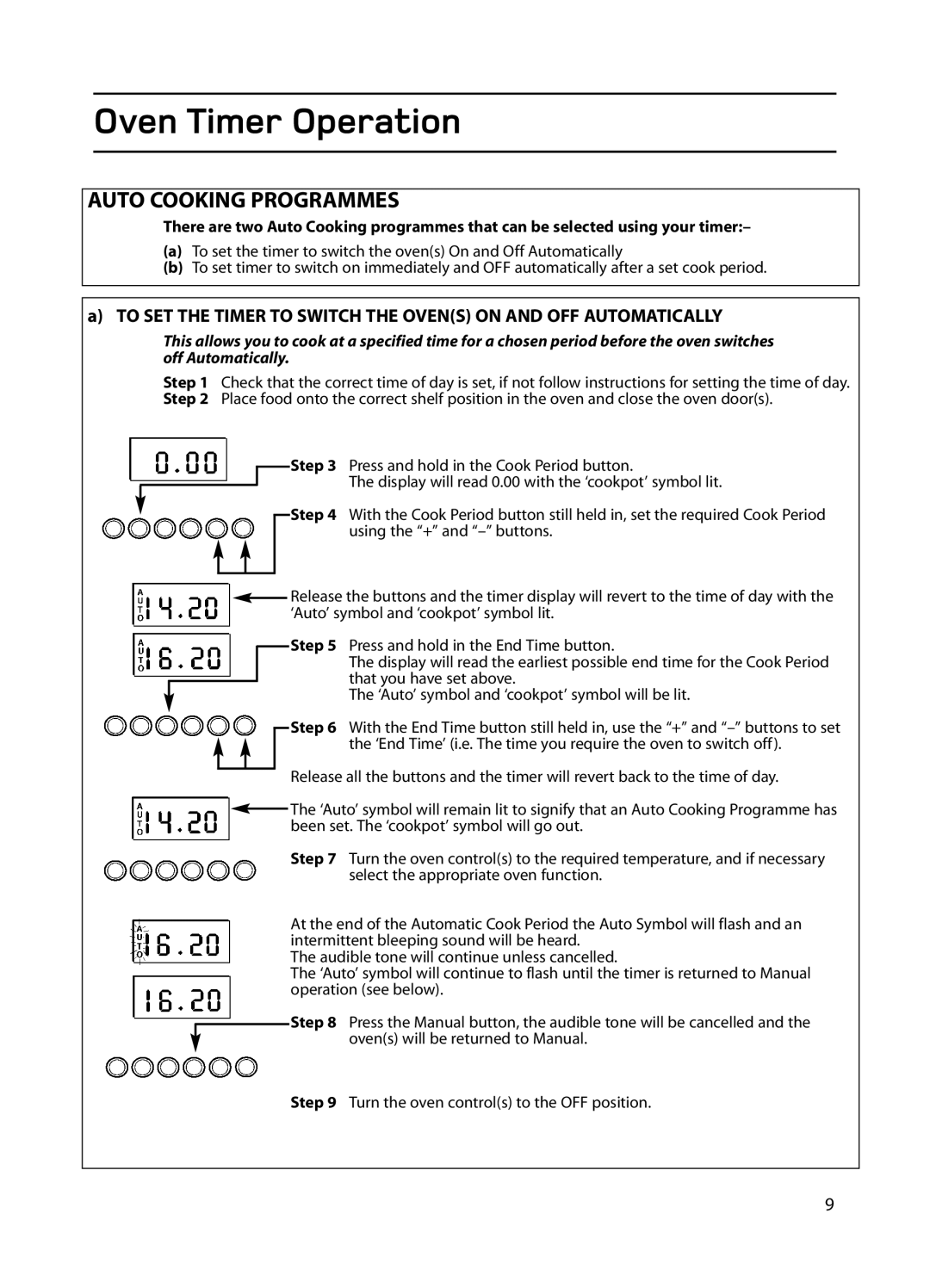 Hotpoint GW74 manual Auto Cooking Programmes 