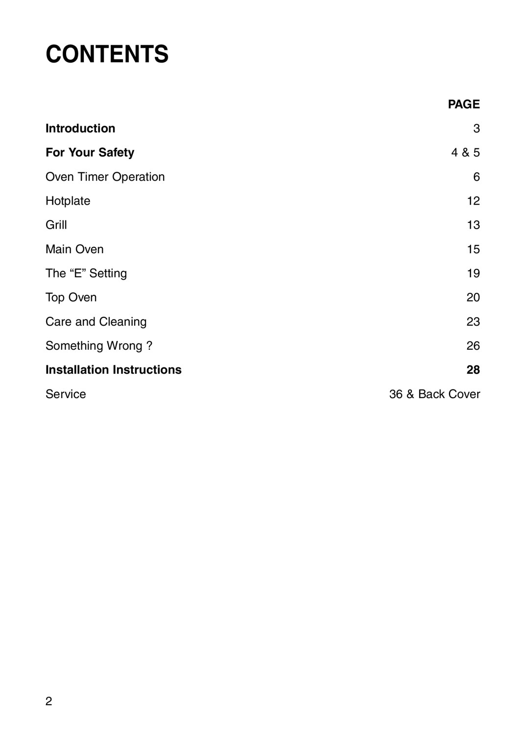 Hotpoint GW81 manual Contents 