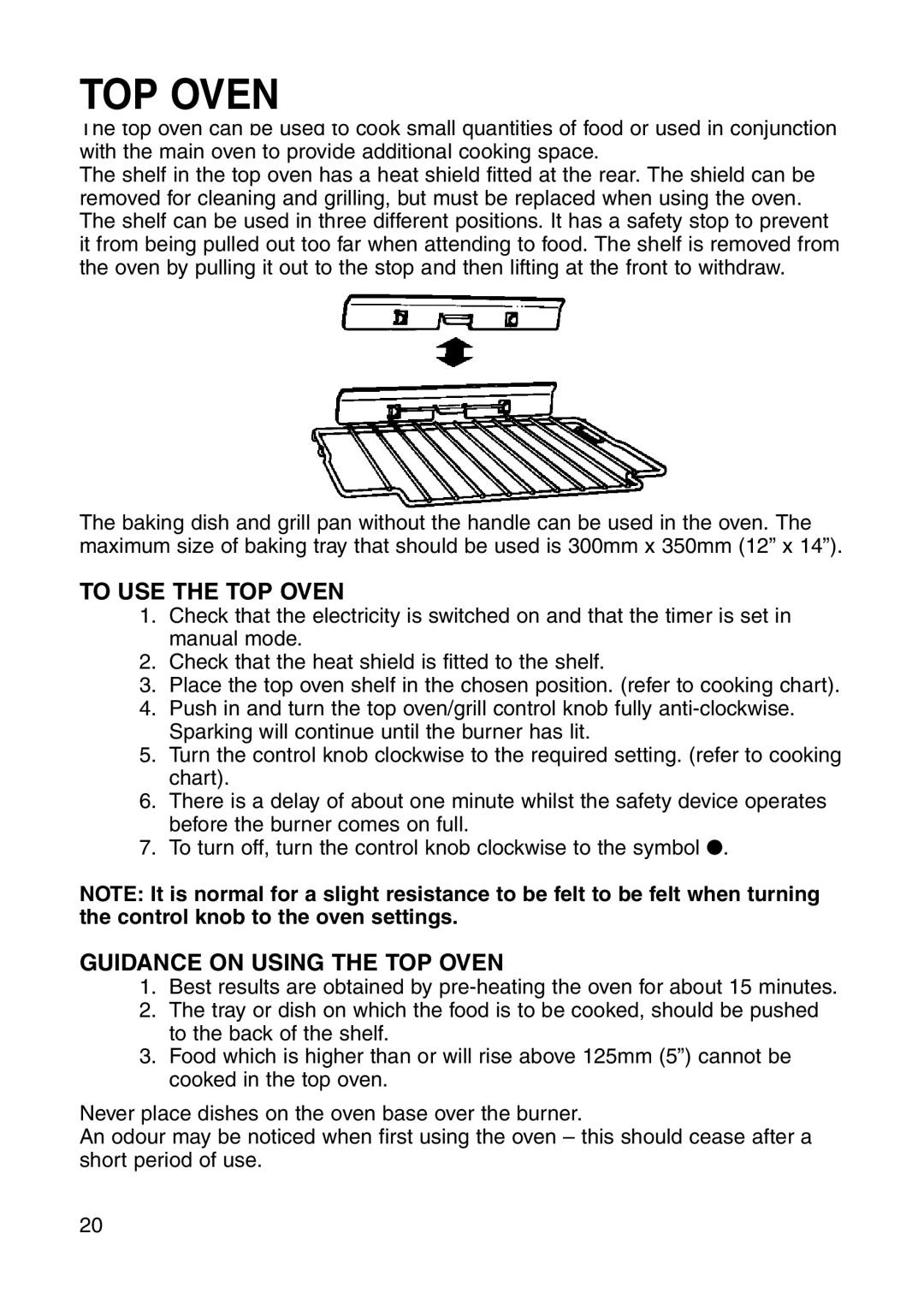 Hotpoint GW81 manual To USE the TOP Oven, Guidance on Using the TOP Oven 