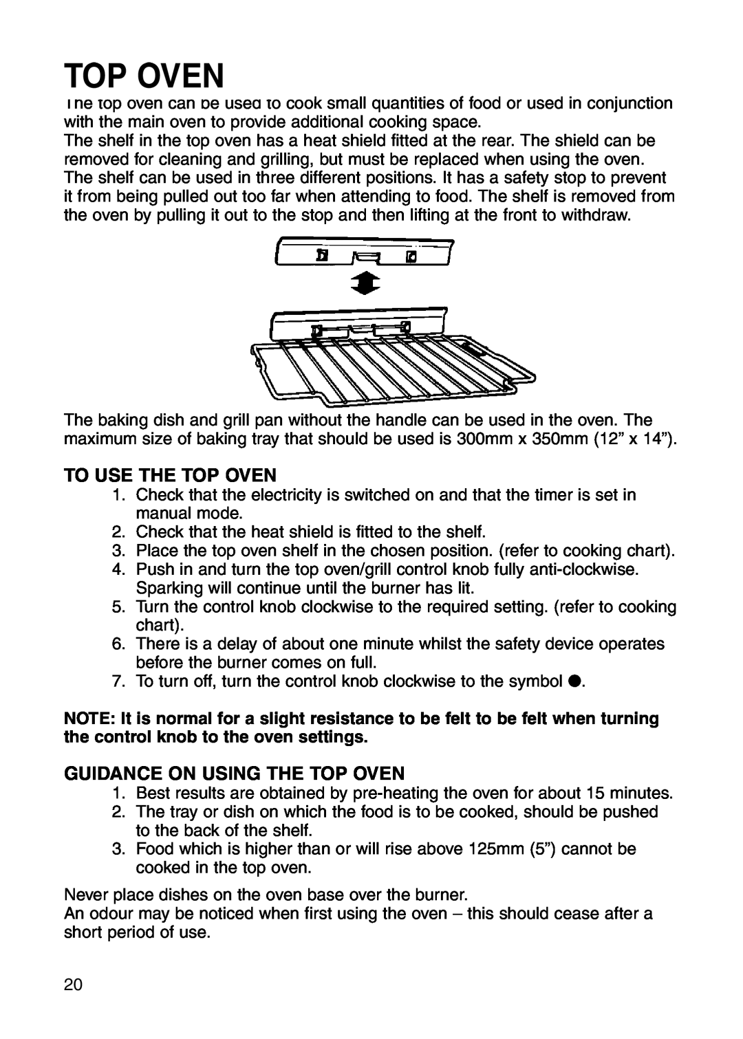 Hotpoint GW81 manual To Use The Top Oven, Guidance On Using The Top Oven 