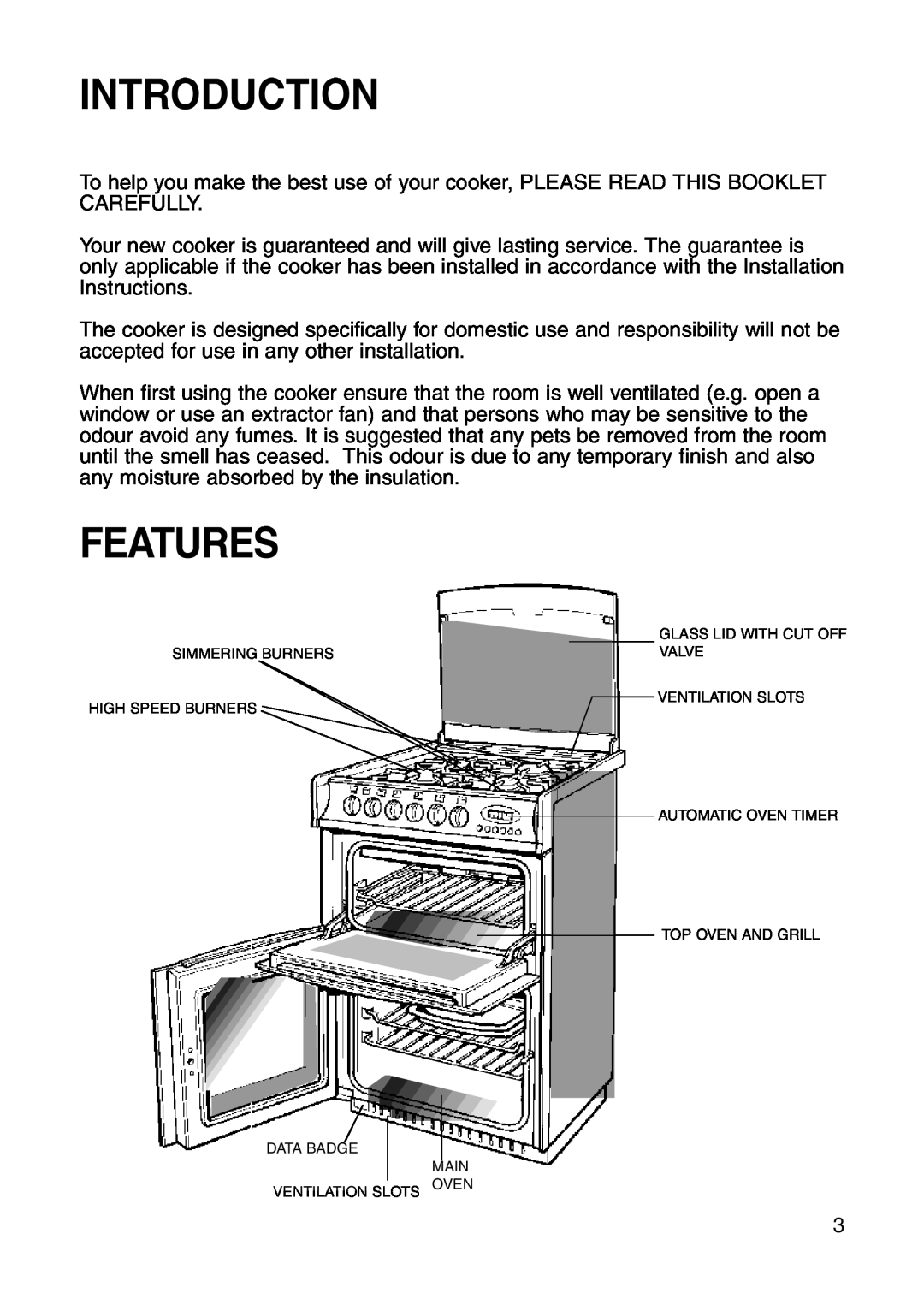 Hotpoint GW81 manual Introduction, Features 