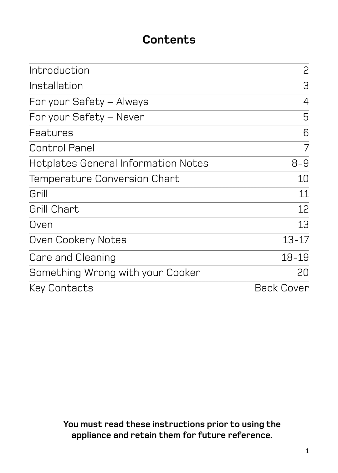 Hotpoint H151EWH manual Contents 