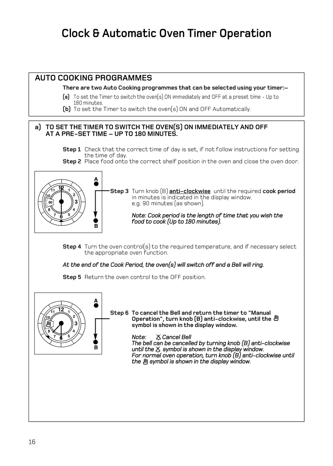 Hotpoint H251EWH manual Auto Cooking Programmes, Return the oven control to the OFF position 