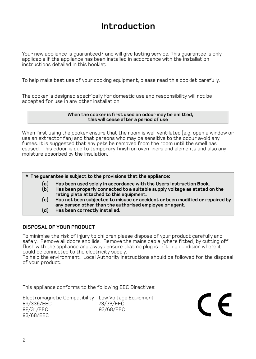 Hotpoint H251EWH manual Introduction, Disposal of Your Product 