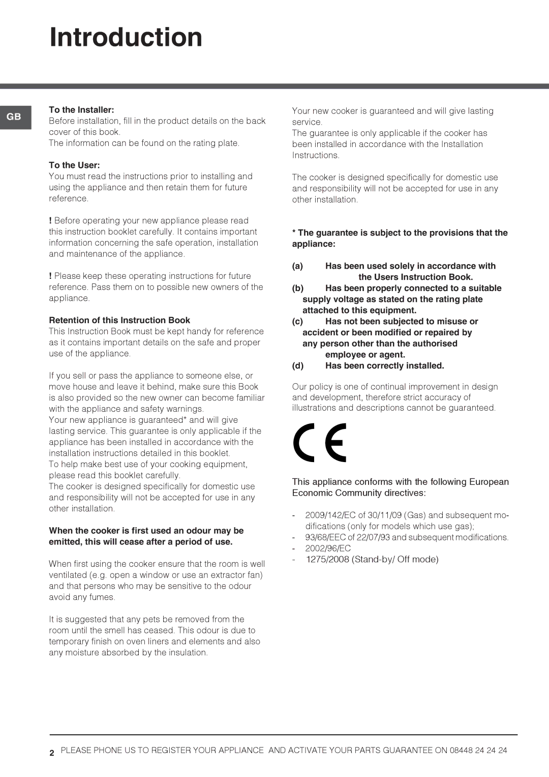 Hotpoint 50cm Gas Cooker, HAGL 51 P, HAGL 51 K installation instructions Introduction 