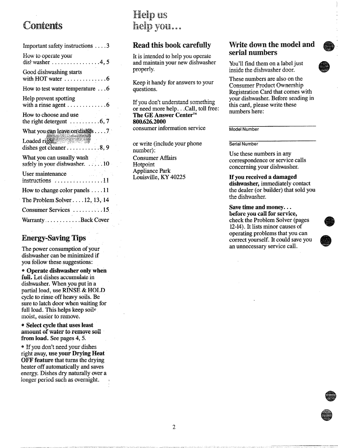 Hotpoint HDA-997 manual Enewsatig mps, Mountofwatertoremovesoil, Read thisbookcarefully 