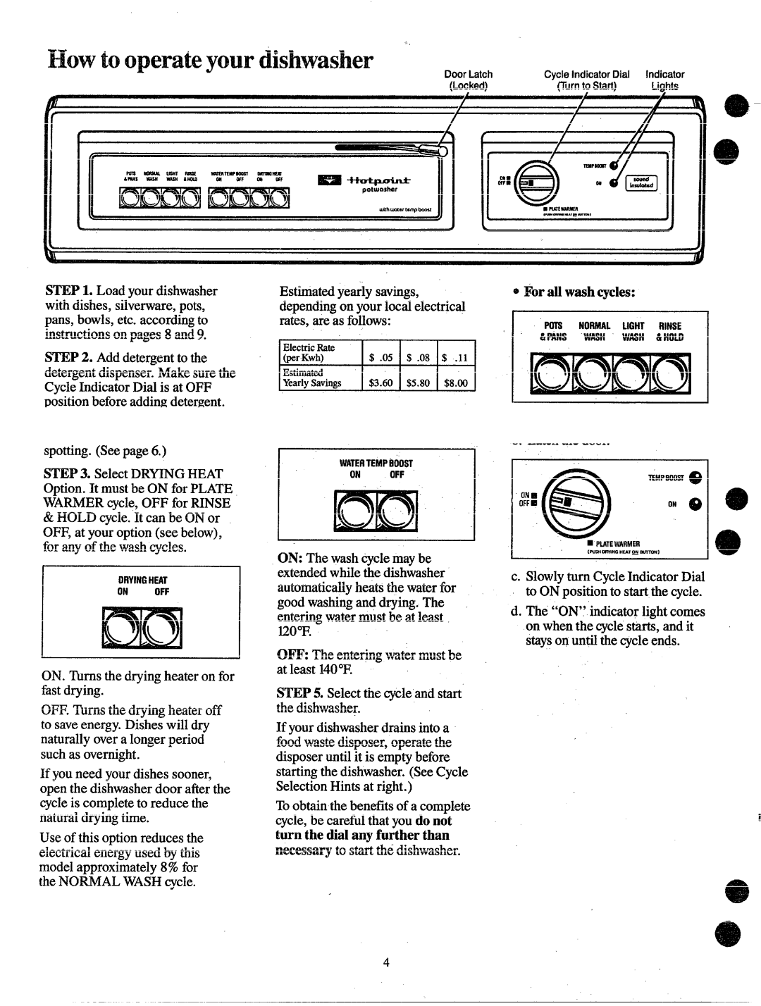 Hotpoint HDA-997 manual HOW tooperate yOU~, ~ Forallwashcycles 