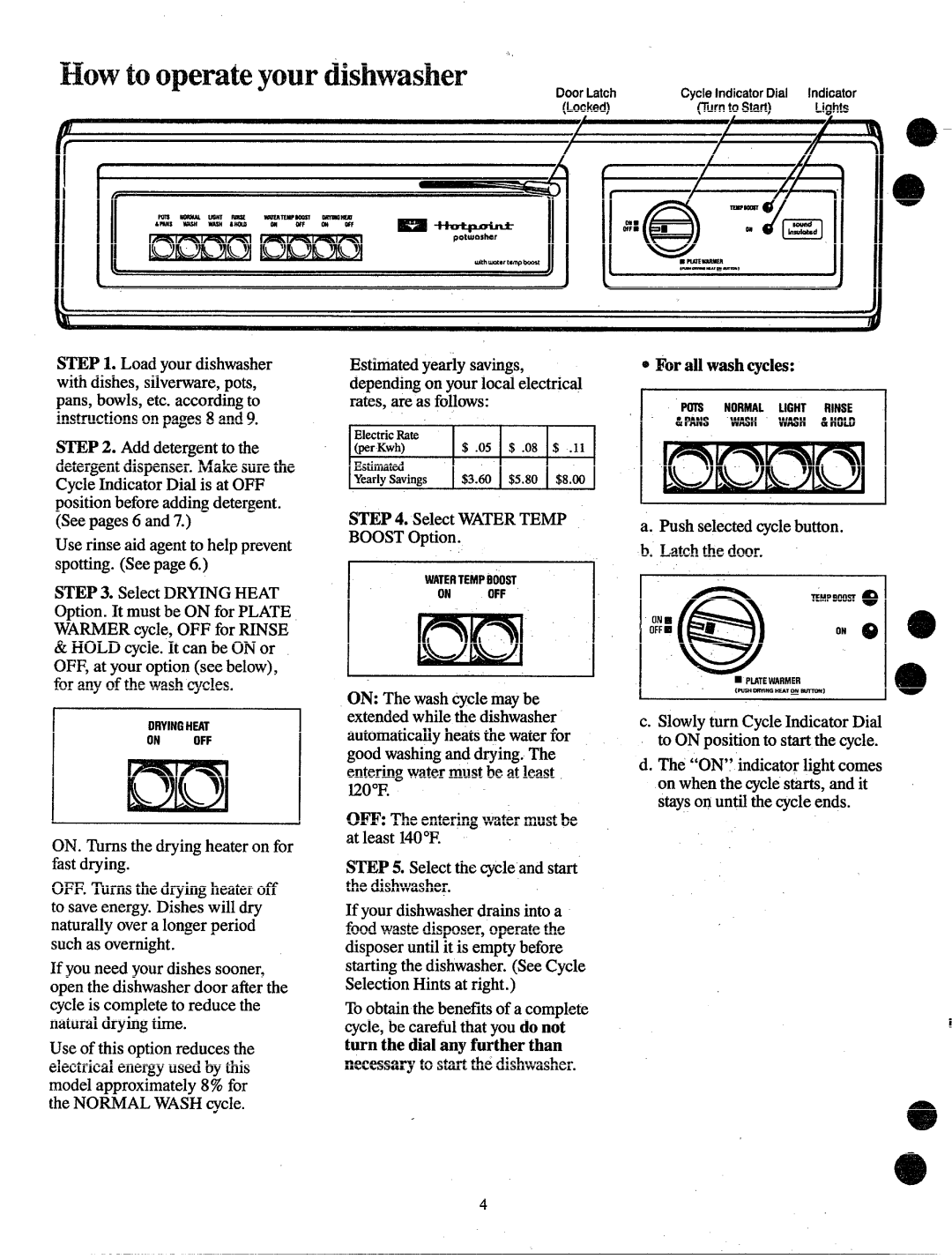 Hotpoint HDA-997 manual HOW tooperate yOU~, ~Forallwashcycles 