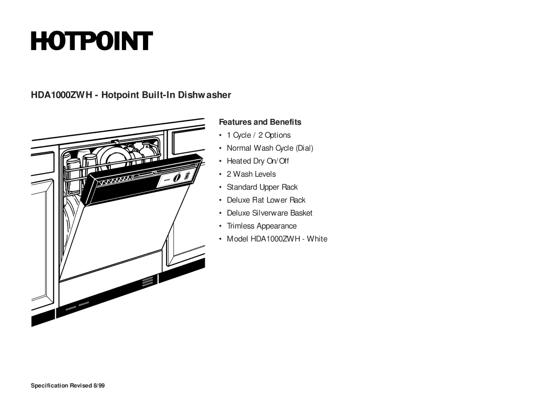 Hotpoint HDA1000ZWH dimensions Features and Benefits 