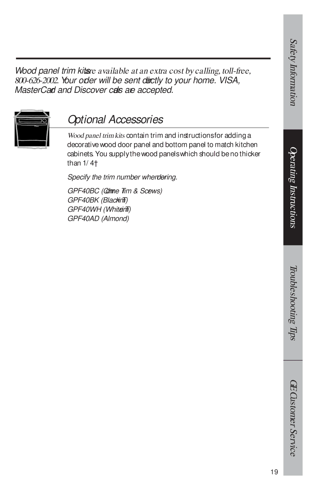 Hotpoint HDA105, HDA150, HDA180, HDA200, HDA100, HDA300, HDA330, HDA900, HDA930 owner manual Optional Accessories 