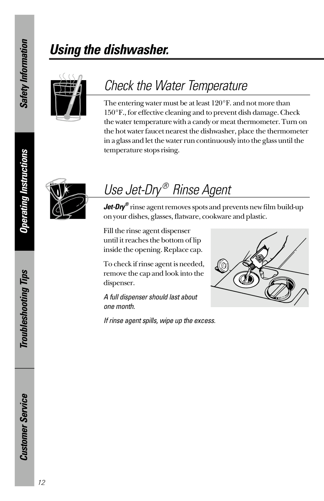 Hotpoint HDA2100, HDA3200, HDA2200 owner manual Using the dishwasher, Check the Water Temperature 