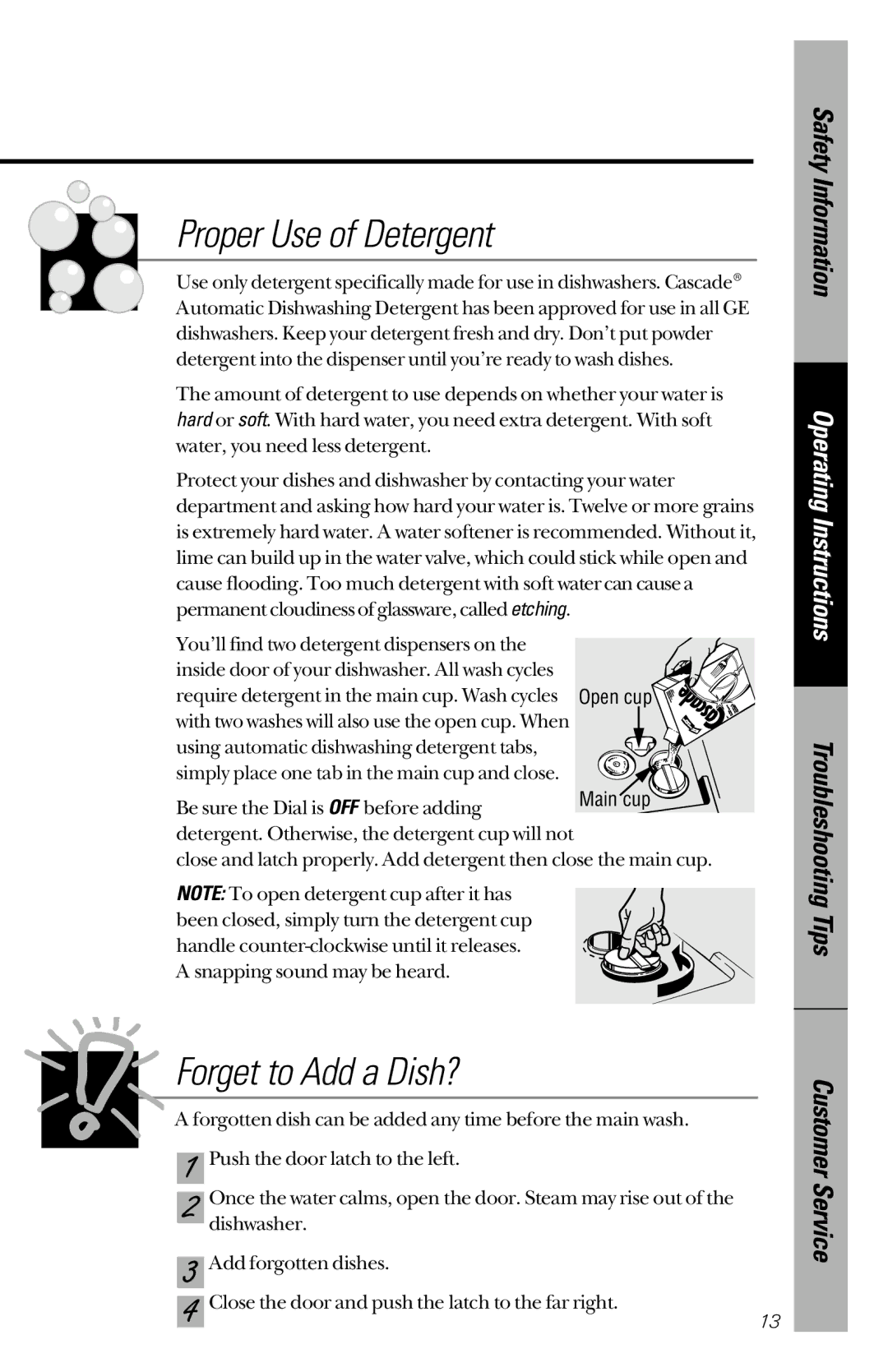 Hotpoint HDA3200, HDA2100, HDA2200 owner manual Proper Use of Detergent 