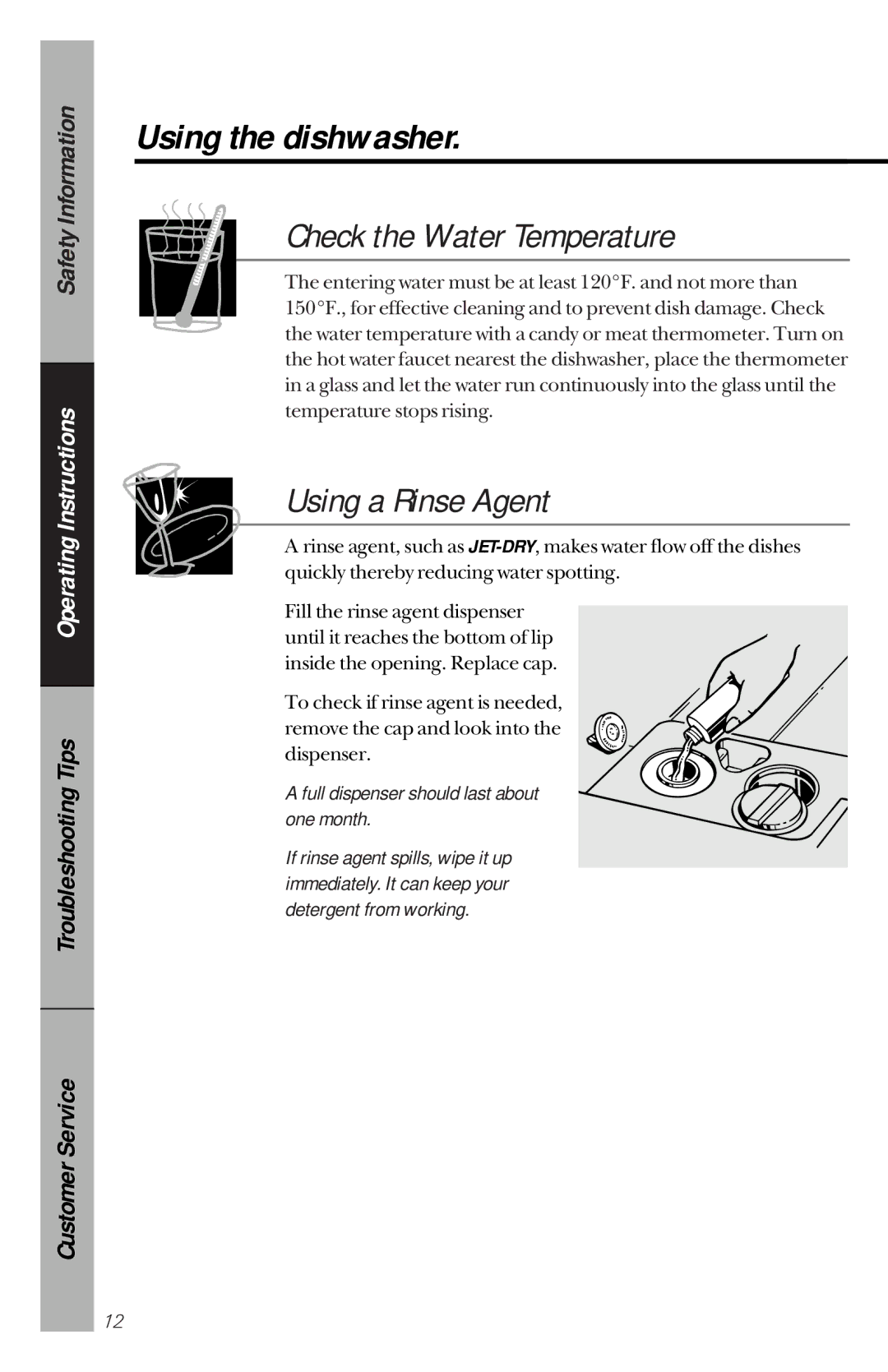 Hotpoint HDA2120, HDA2130 owner manual Using the dishwasher, Check the Water Temperature 