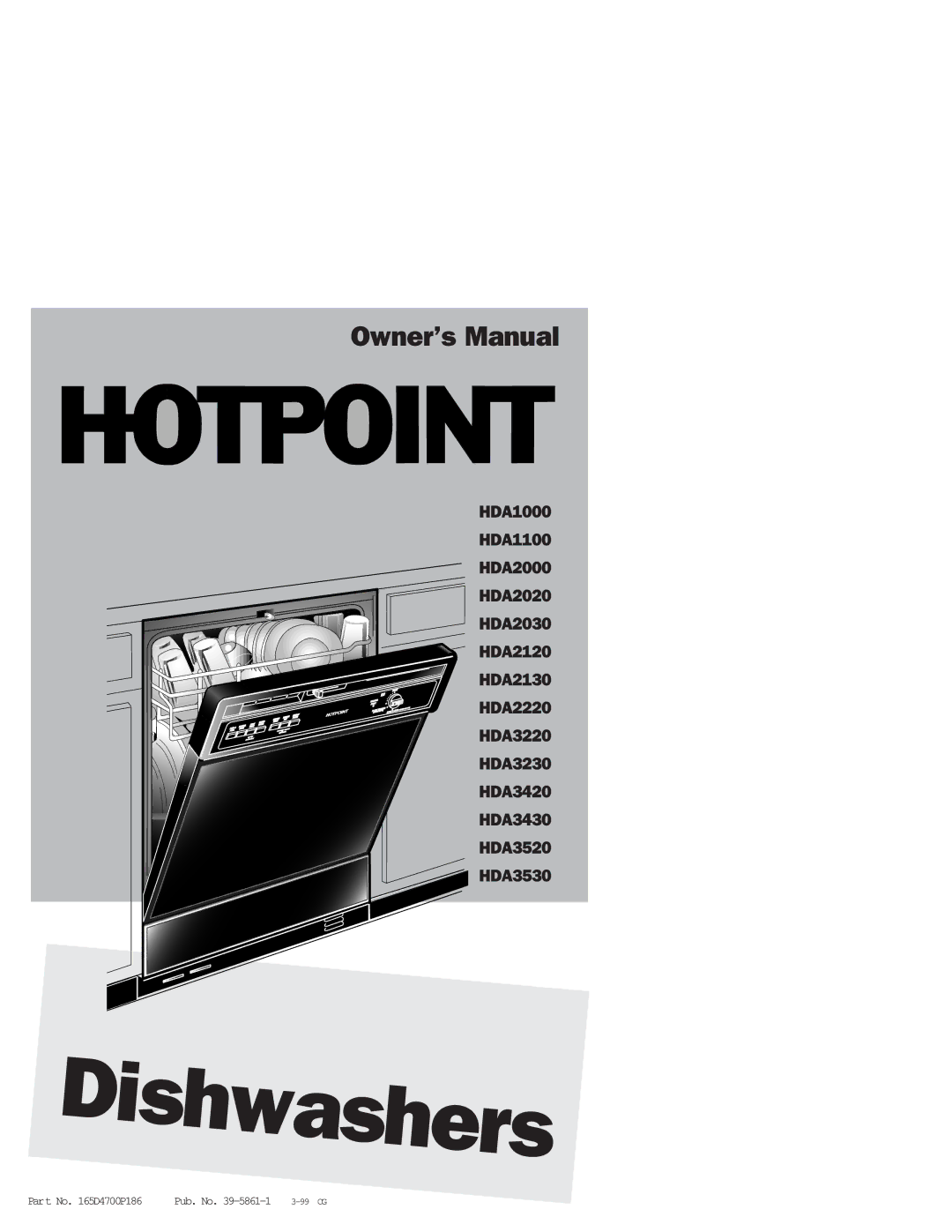 Hotpoint HDA3520, HDA3530 owner manual Part No D4700P186 