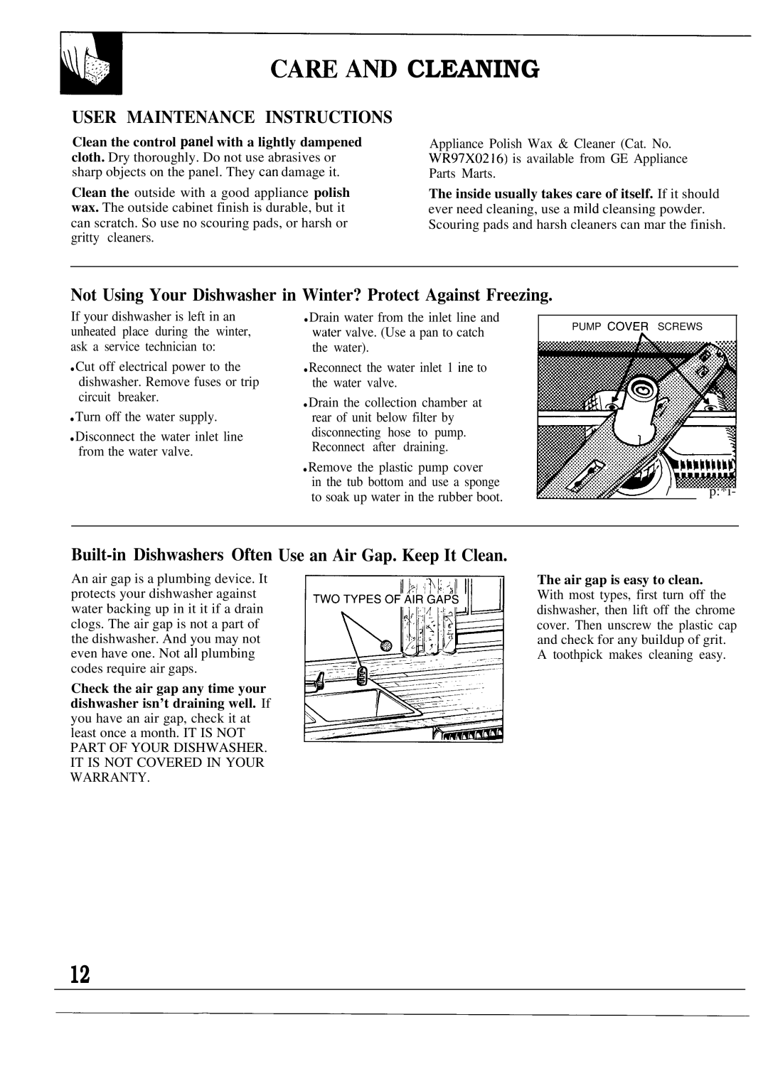 Hotpoint HDA6009 warranty CAm Am Cleaning, Built-in Dishwashers Often Use an Air Gap. Keep It Clean 