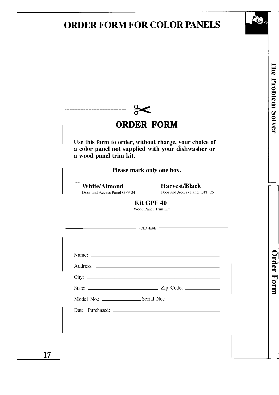 Hotpoint HDA6009 warranty Order Form, ~ Kit GPF 