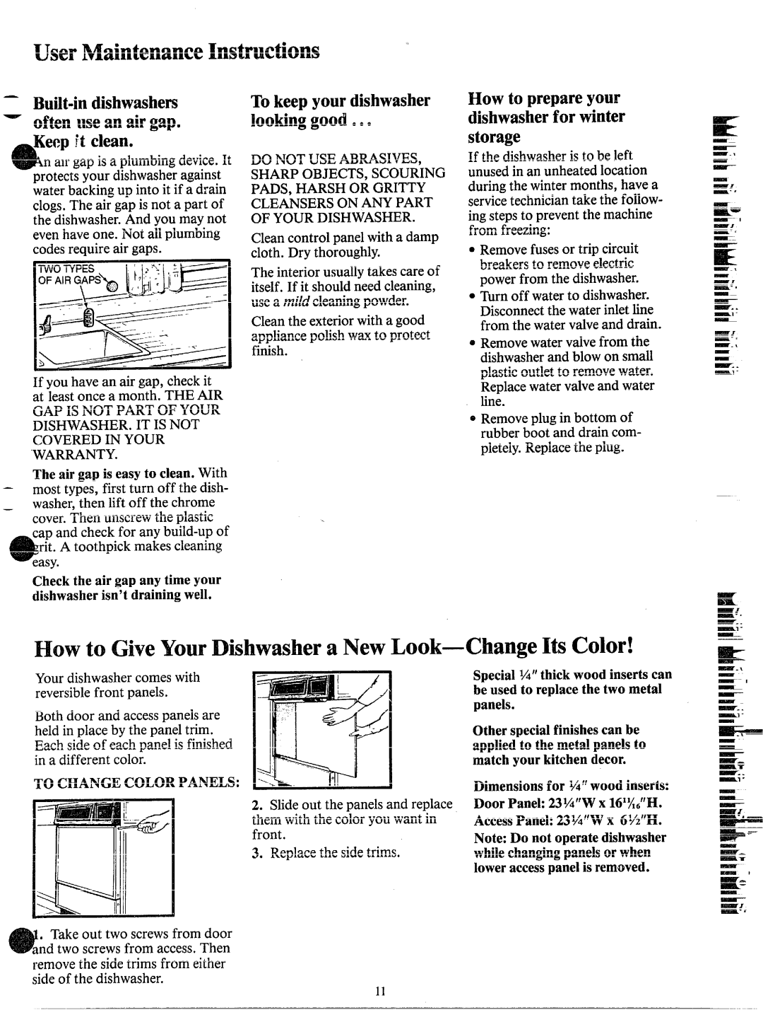 Hotpoint HDA795 manual UserMaintenanceinstructions, How to GiveYourDishwashera New Look-ChangeIts Color 