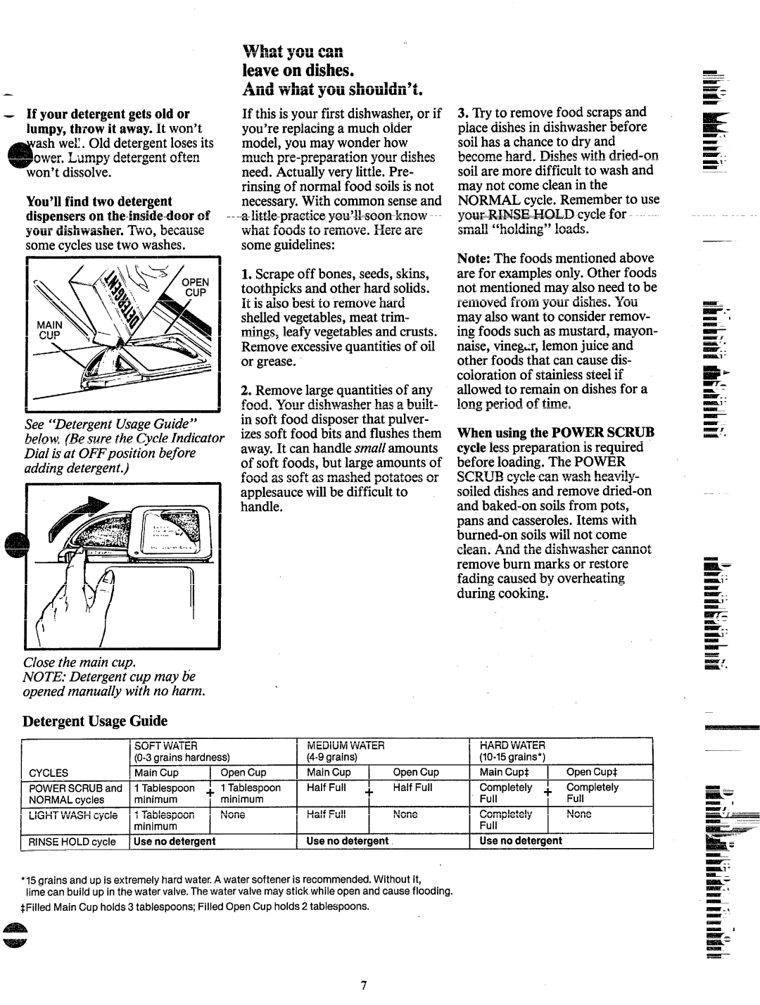 Hotpoint HDA795 manual Whatyou can ~ leaveon dishes. Andwhatyou shouIdn9t, DetergentUsageGuide 