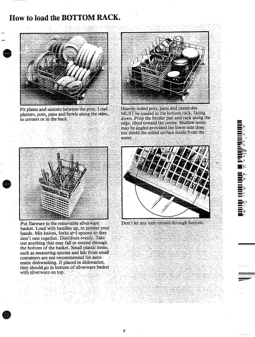 Hotpoint HDA795 manual How to load theBOTTOMRACK 