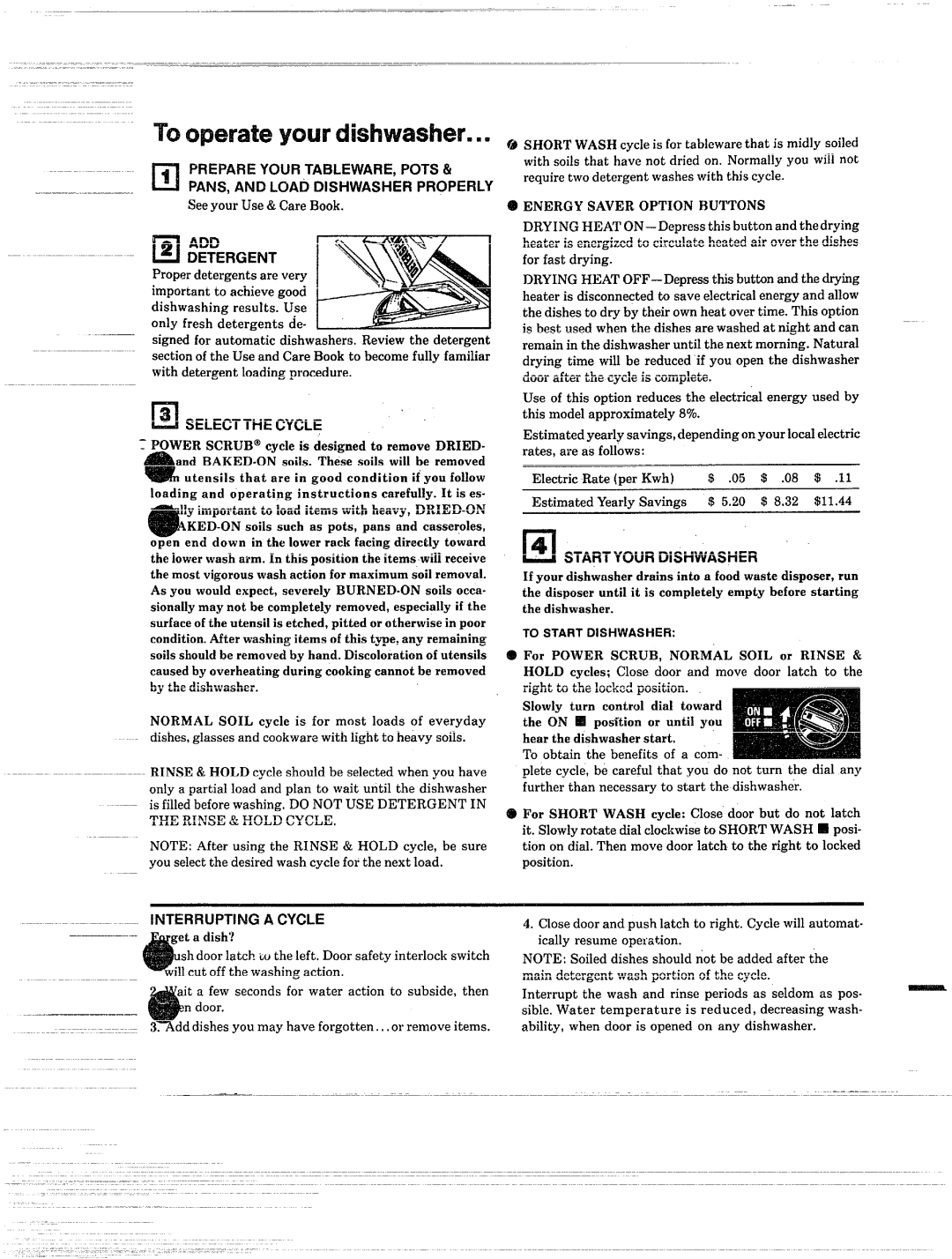 Hotpoint HDA860 APREPARE Your TABLEWARE, Pots, PANS, and Load Dishwasher Properly, ADD Detergent, Select the Cycle 