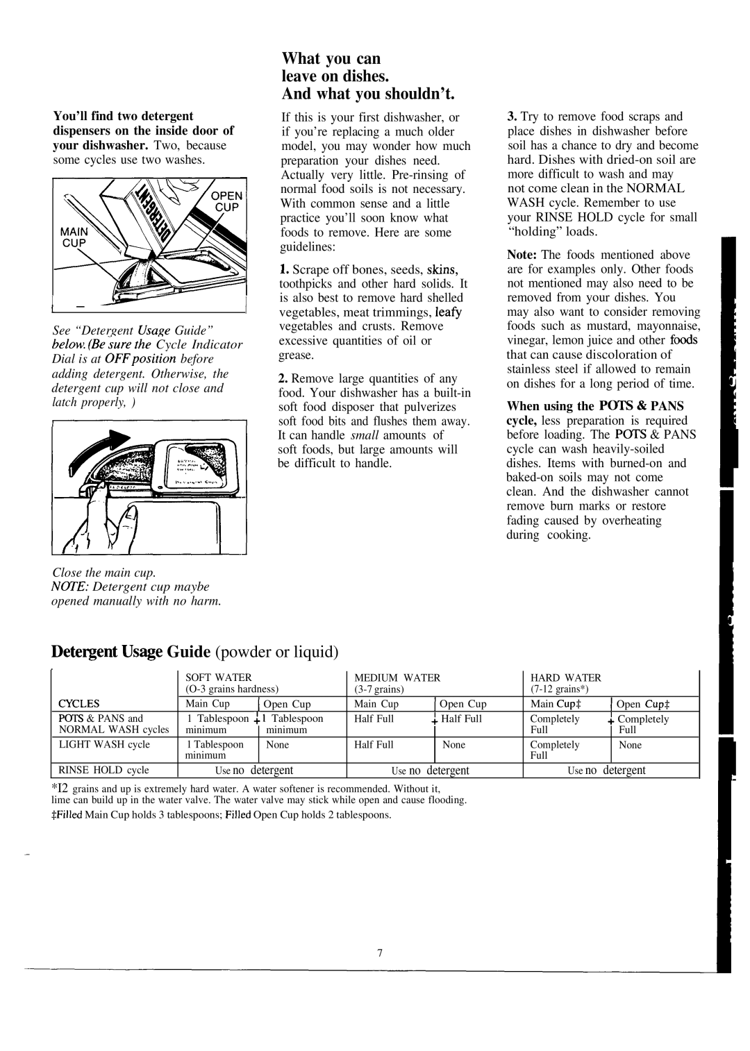 Hotpoint HDA959M warranty What you shouldn’t, Dete~ent UsWe Guide powder or liquid 