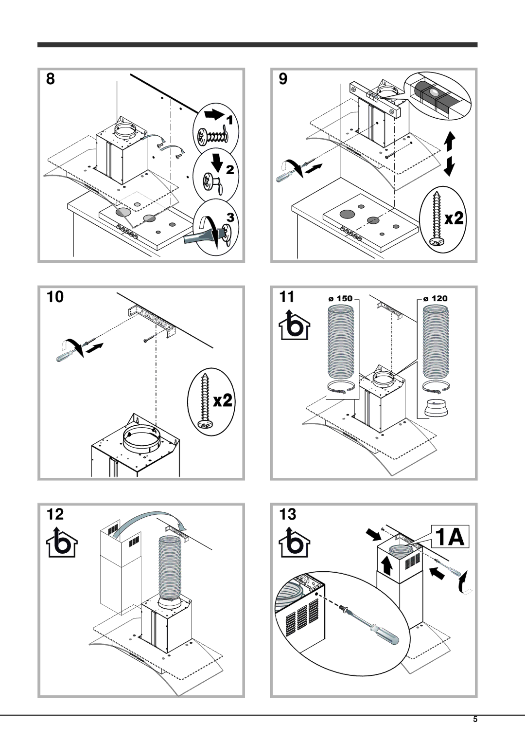 Hotpoint HDA6.5SAB, HDA9.5SAB, HDF9.5SAB, HDF7.5SAB, HDF6.5SAB, HDA7.5SAB manual 150 120 