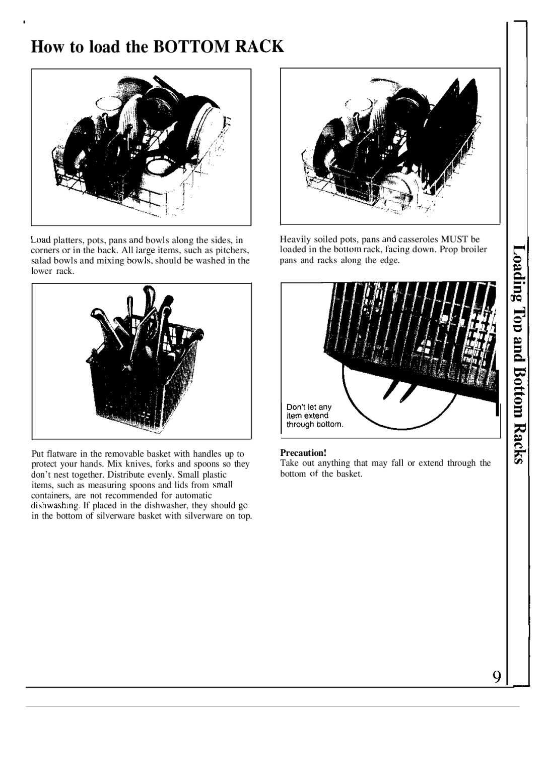 Hotpoint HDA969 warranty How to load the Bottom WCK, Precaution 