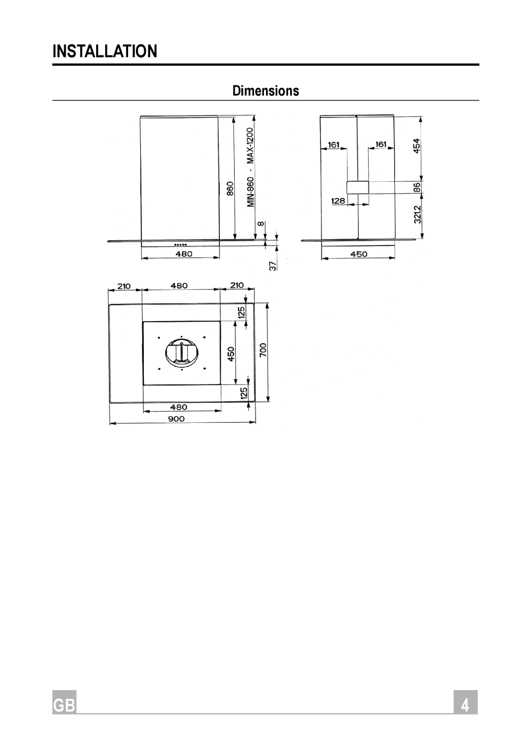 Hotpoint HDI90X manual Installation, Dimensions 