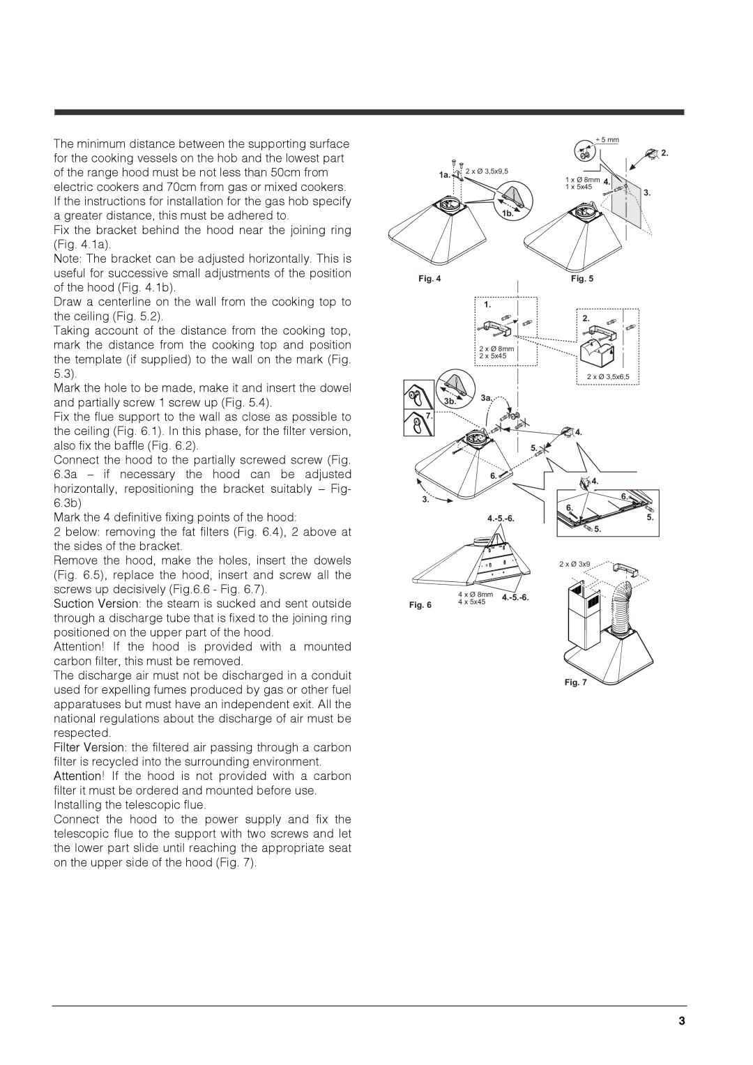 Hotpoint HE63 HE73 HE93 manual 1a x Ø 3,5x9,5 Ø 8mm ÷ 5 mm Ø 3,5x6,5 