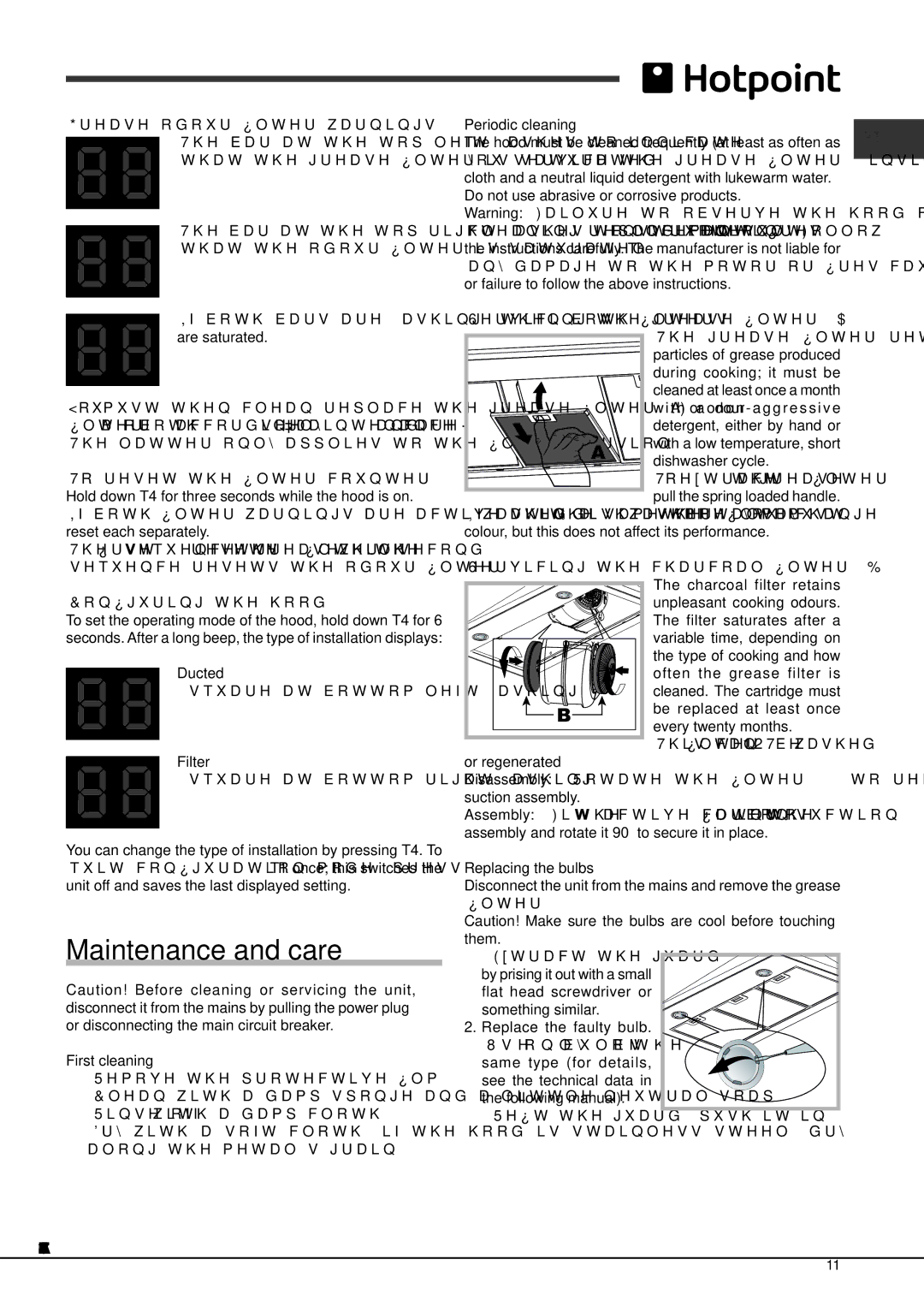 Hotpoint HHC6.7AM(WH), HHC6.7AM(BK) manual Maintenance and care 