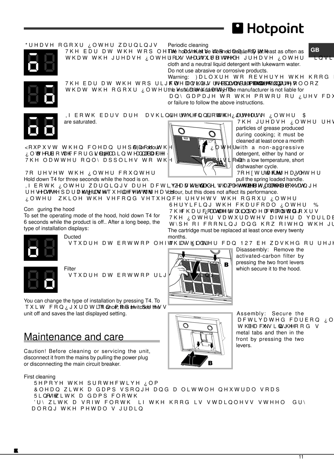 Hotpoint HCC7.7AB, HHC9.7AB, HHC6.7AB manual Maintenance and care 