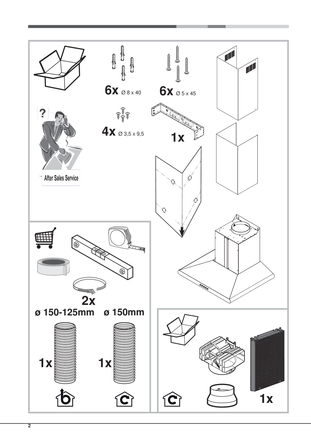 Hotpoint HHC6.7ABI, HHC9.7AB, HHC7.7AB, HHC6.7ABK manual 150mm 150-125mm 