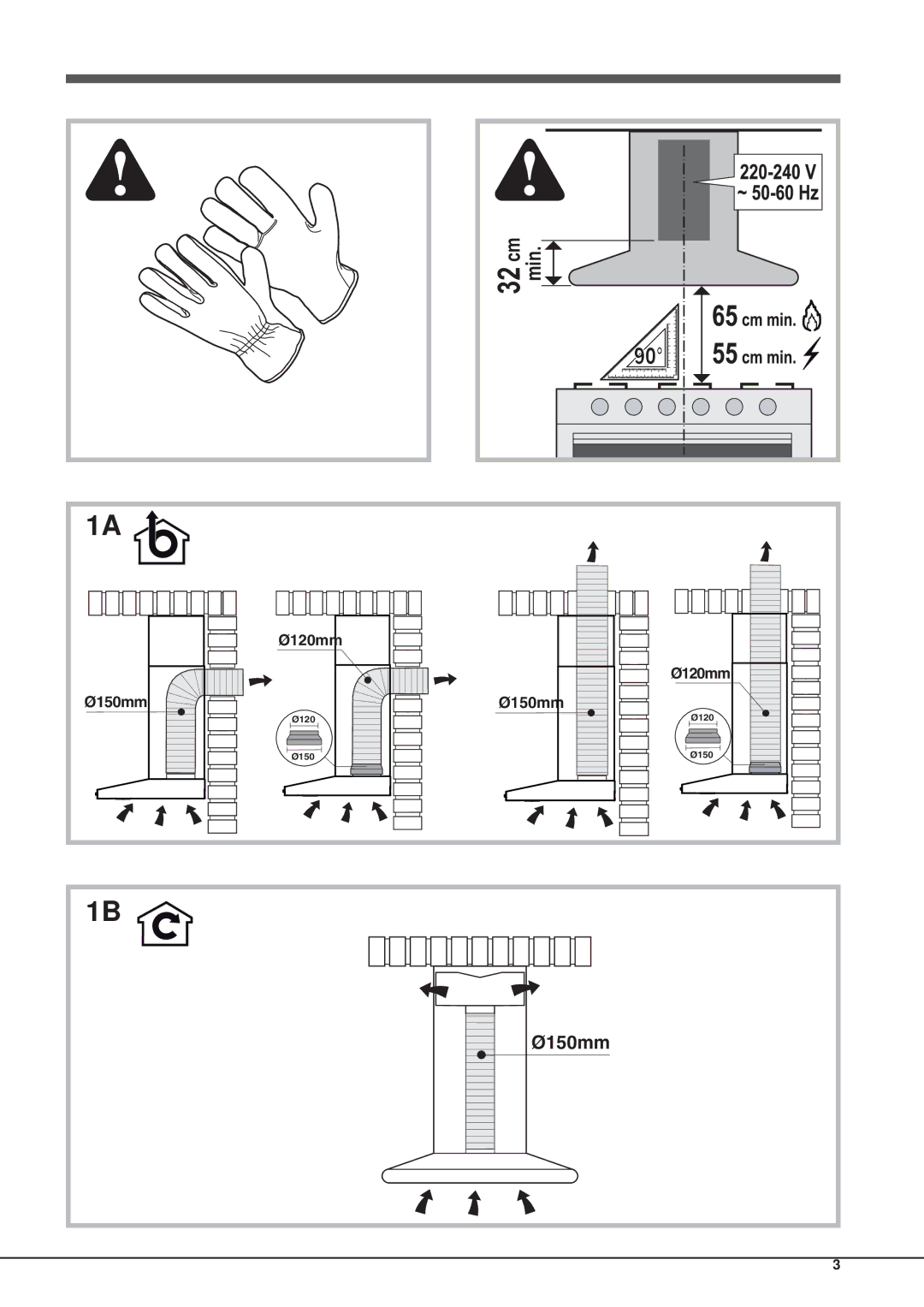 Hotpoint HHC7.7AB, HHC9.7AB, HHC6.7ABI, HHC6.7ABK manual Ø150mm 