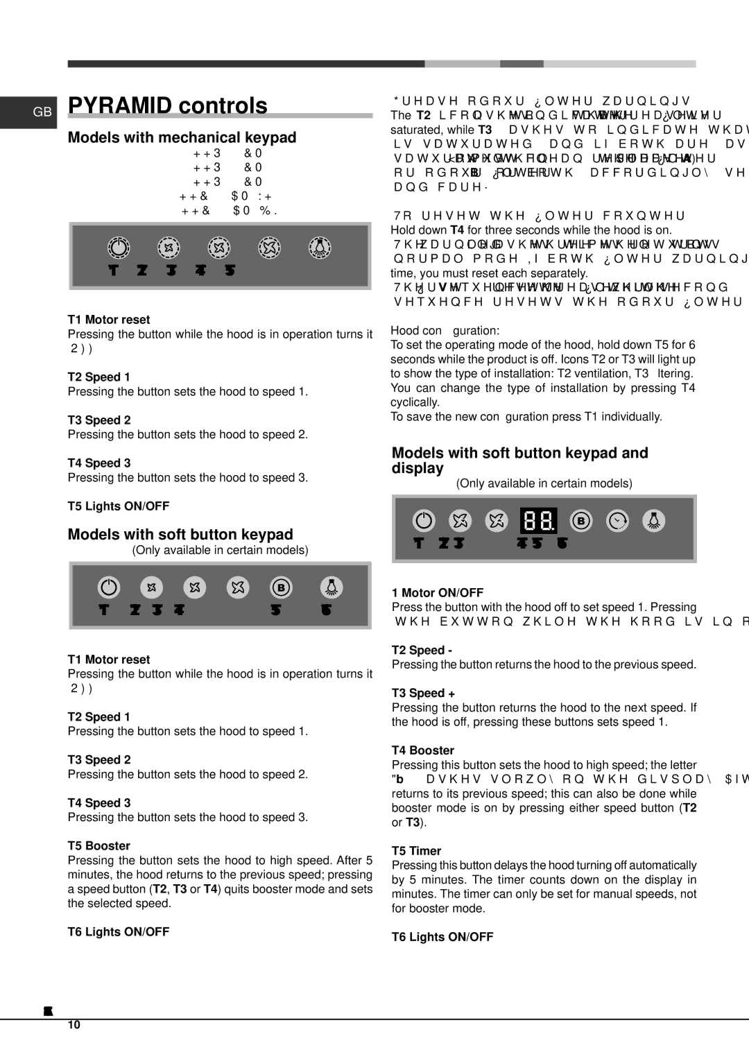 Hotpoint HHP7.5CM, HHP9.5CM, HHP6.5CM(WH) operating instructions GB Pyramid controls 