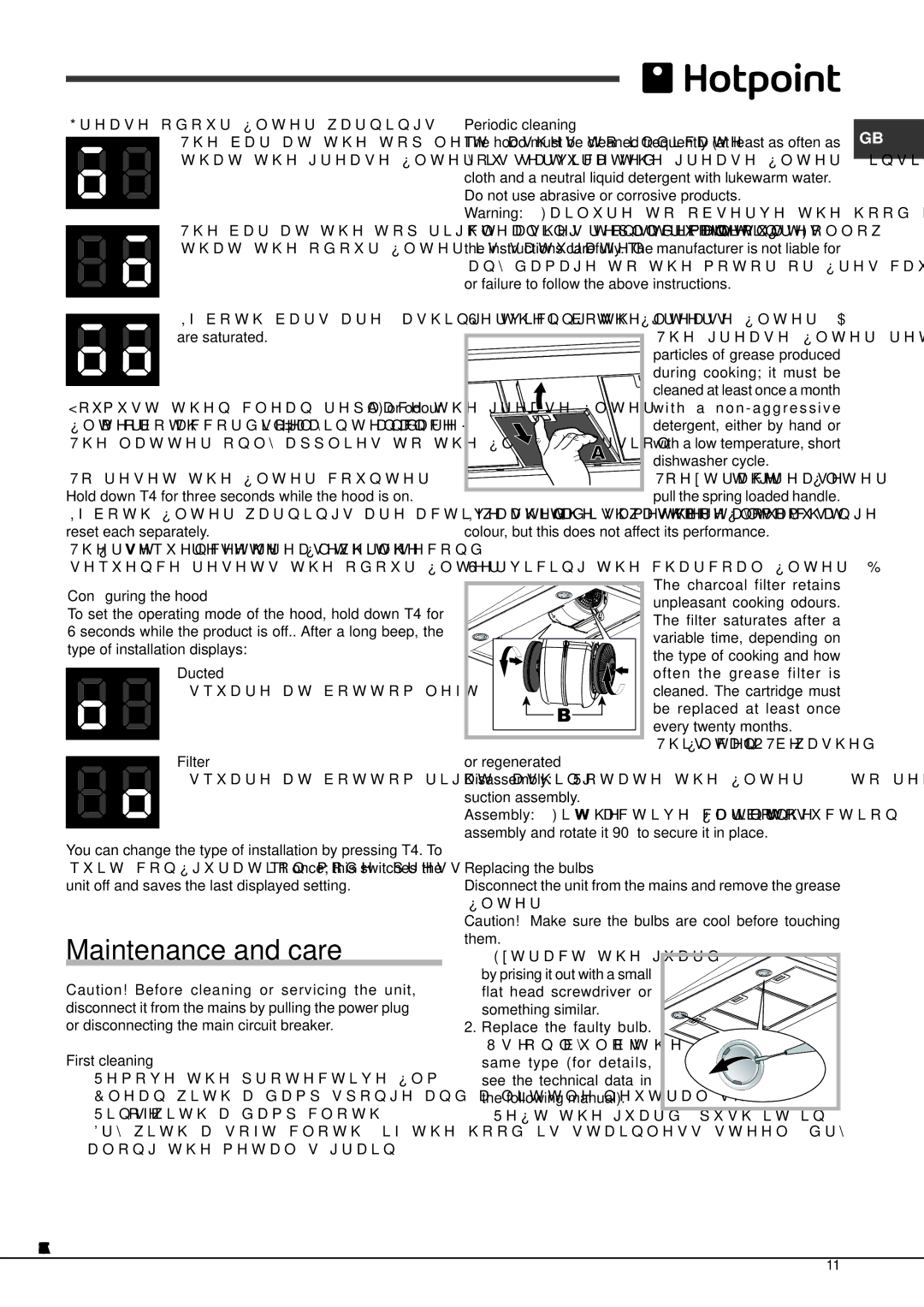 Hotpoint HHP6.5CM(WH), HHP7.5CM, HHP9.5CM operating instructions Maintenance and care 